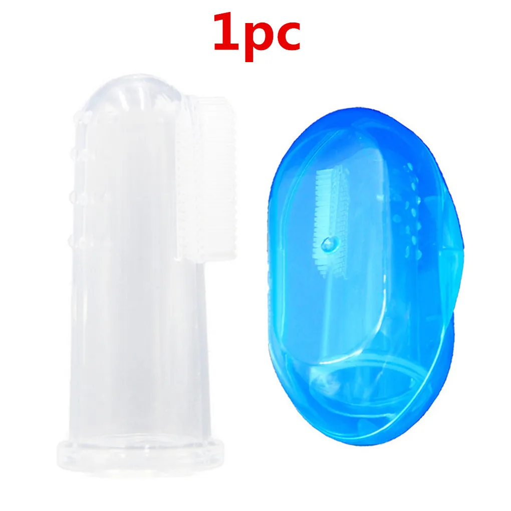 1PC blue 1 шт./3 шт./5 шт./10 шт., детская зубная щетка для пальцев, Детская Мягкая Силиконовая зубная щетка для пальцев, резиновая Массажер для зубов - Цвет: 1PC blue