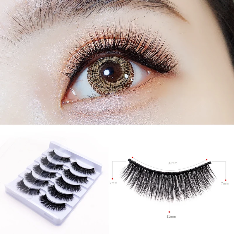 

5 Pairs 3D Magnetic Eyelashes False Lashes Eyeliner Sticker Easy Operation Comfortable To Wear Lightweight Eye Makeup Set