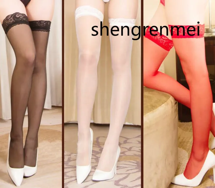 

Shengrenmei Women Lace Top Silicone Stockings Stay Up Over Knee Thigh High Sexy Stockings Hot Floral Top No Silicone Stockings