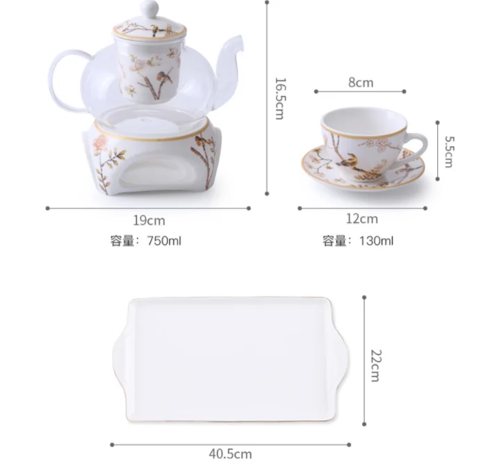 Керамический чайный сервиз с фруктами цветами Континентальный пасторальный