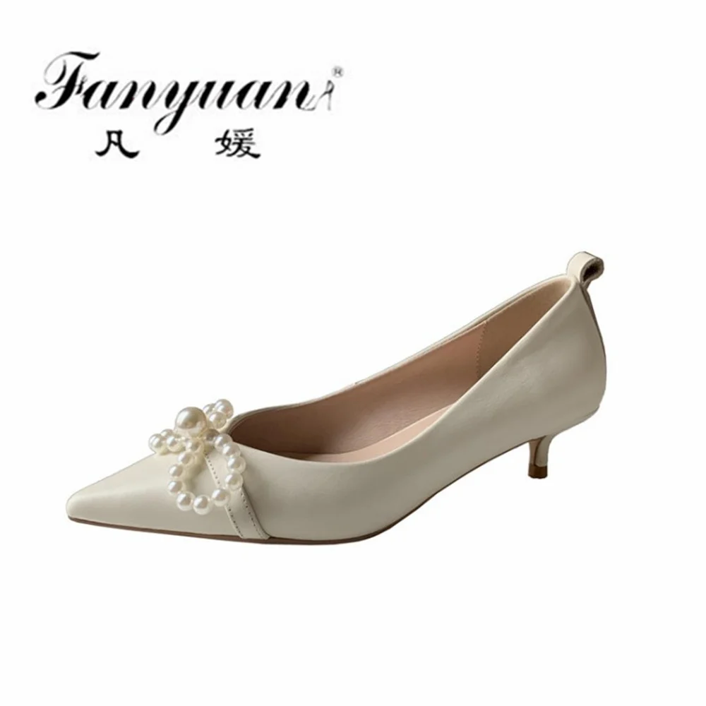 

Fanyuan Mary Jane Shoes Woman Shallow Autumn Genuine Leather Thick Heels Pumps Female 2021 Retro Party Office Lady Women's Shoes