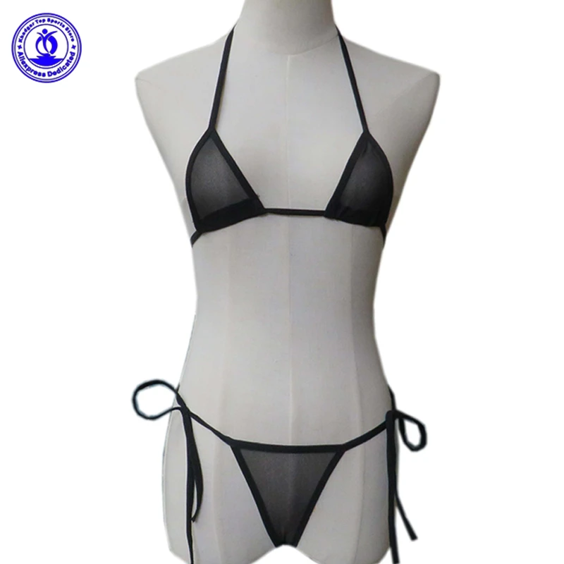 Прозрачные женские сексуальные микро бикини набор однотонные комплекты