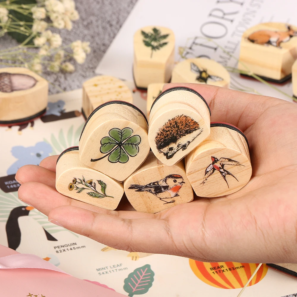 1 шт. винтажный животный растительный Лес Серия Деревянный штамп DIY Ремесло