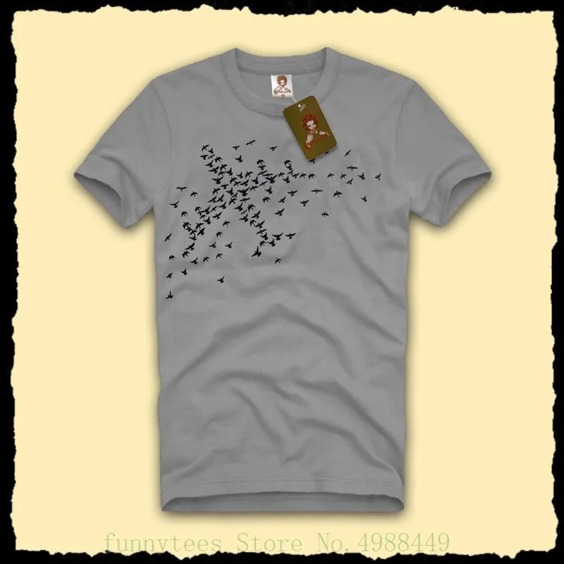 

Birds Plane Graphic Men's T Shirt Airplane Aeroplane Nature Pilot Art Tee S - Xl Print Round Neck Man