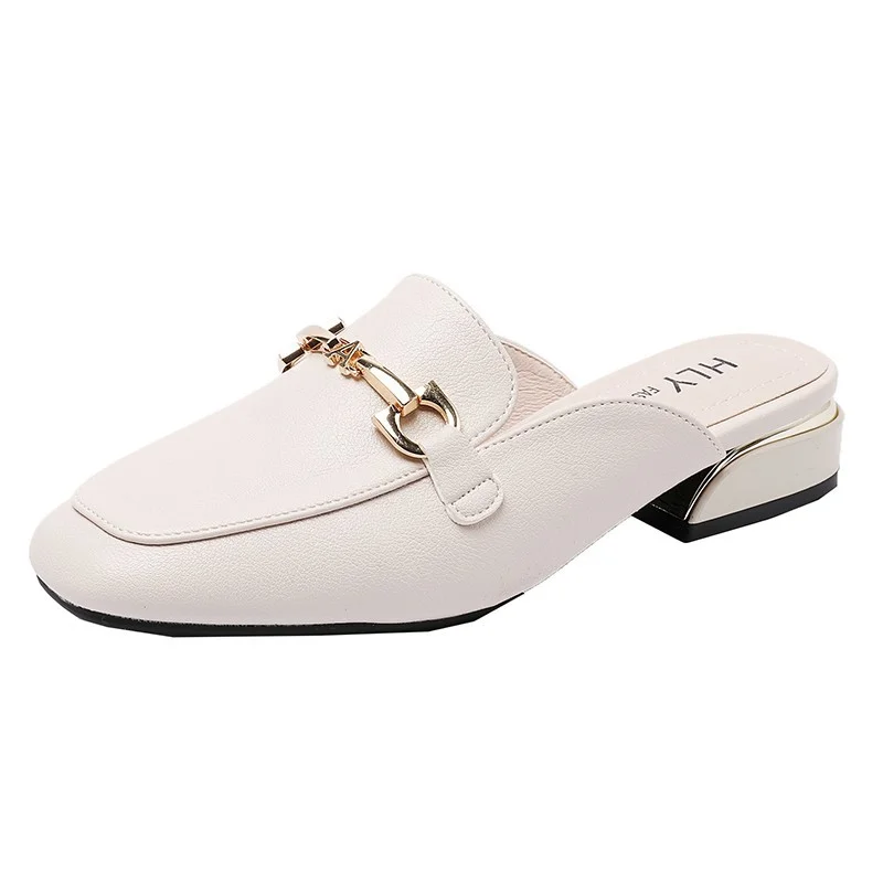 

Модные женские тапочки Baotou, повседневная простая модная универсальная элегантная верхняя одежда с V-образным вырезом и пряжкой, женские тап...