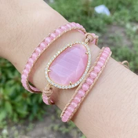 exclusive wrap bracelets jewelry handmade natural stone crystal leather wrap bracelet statement cuff bangles bracelets gifts