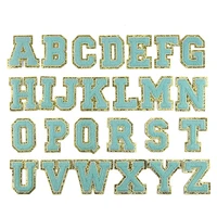 2021 new 3d a z 26 letters glitter chenille embroidered patches iron on alphabet letters embroidery applique 1 set