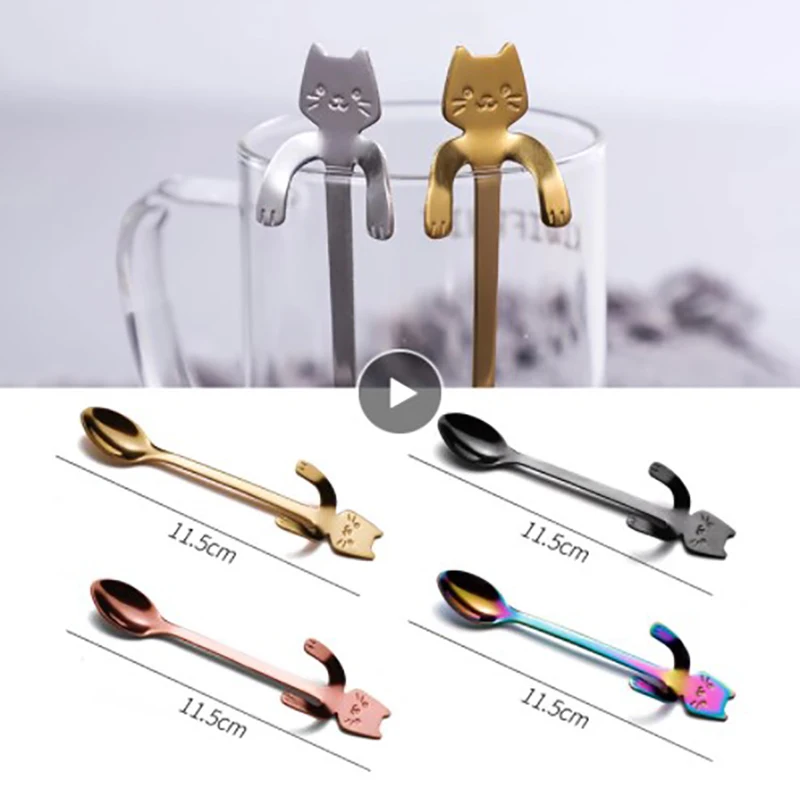 Кофейная ложка с милым котом нержавеющая креативная кошачья чайная десертная