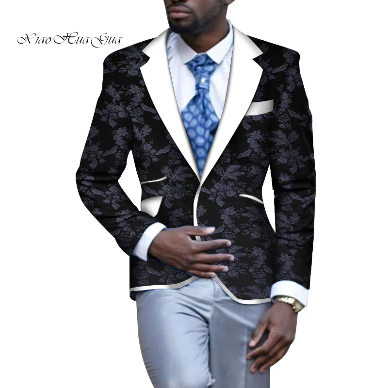 Африканская одежда Мужской Блейзер приталенный модный пиджак пальто с цветочным