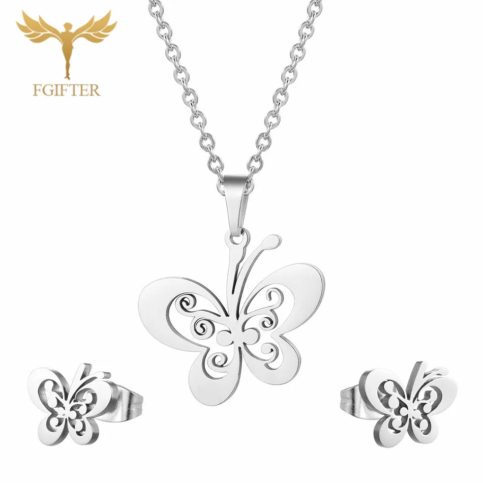 Jewelry Set Fgift, Детский комплект ювелирных изделий для девочек, серьги-гвоздики в виде лошади, ожерелье с подвеской, ювелирные изделия из нержавеющей стали, детский подарок - Окраска металла: Jewelry Set