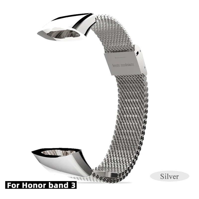 Silver-Honor 3 Mijobs Миланский металлический ремешок 155-255 мм ремешок для часов браслет из нержавеющей стали браслеты для huawei Honor 3 Band 4 умные аксессуары - Цвет: Silver-Honor 3