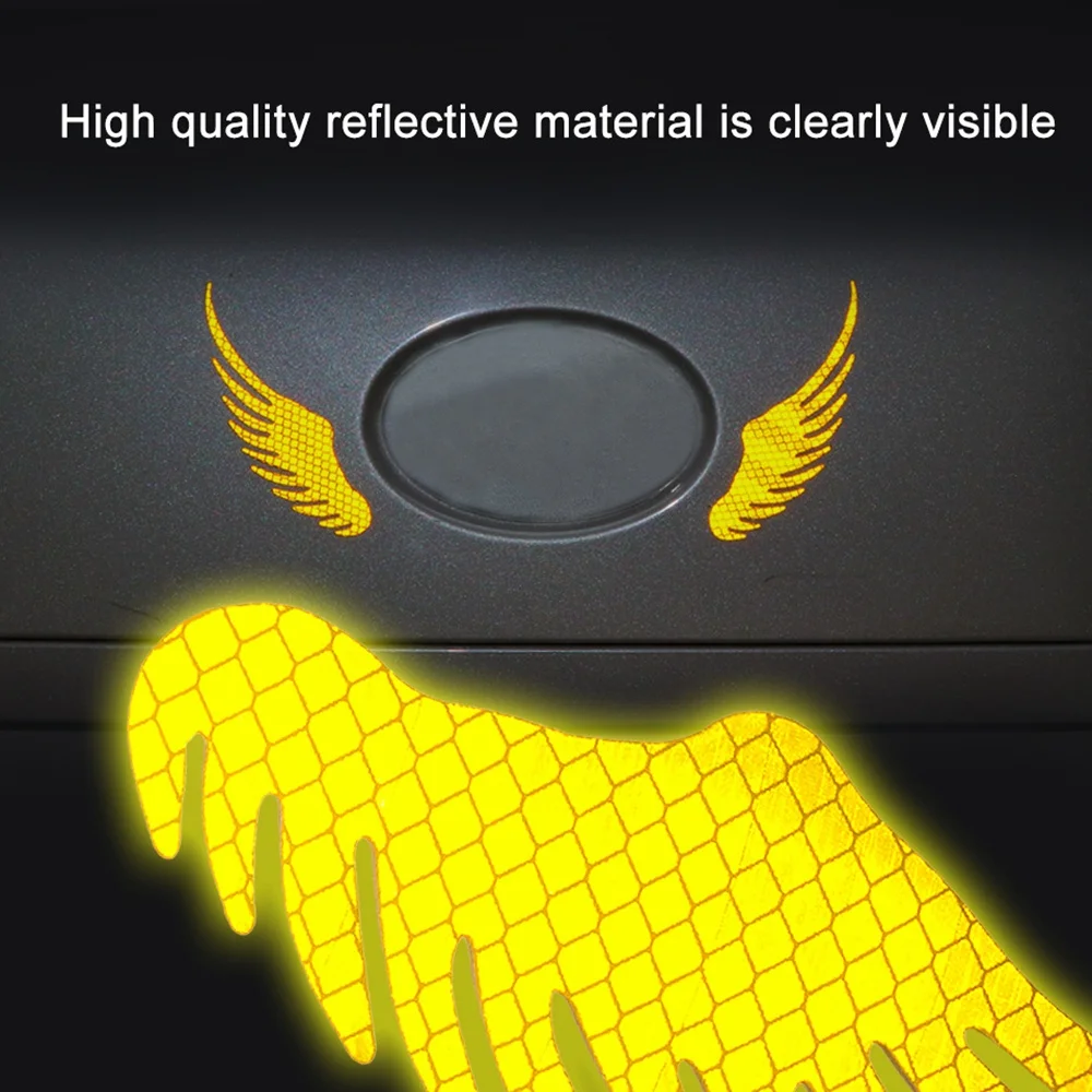 

Car Sticker Safety Warning Reflective Angel Wings Reflective Warning Sign Funny Bike Decal Motorbike Anti-collision Accessories