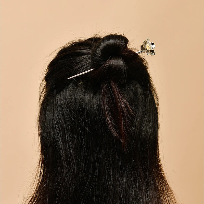 Заколки для волос в виде лотоса из стерлингового серебра 925 пробы китайская