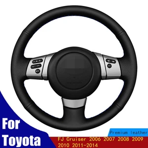 diy car steering wheel covers soft black pu artificial leather for toyota fj cruiser 2006 2007 2008 2009 2010 2011 2014 free global shipping