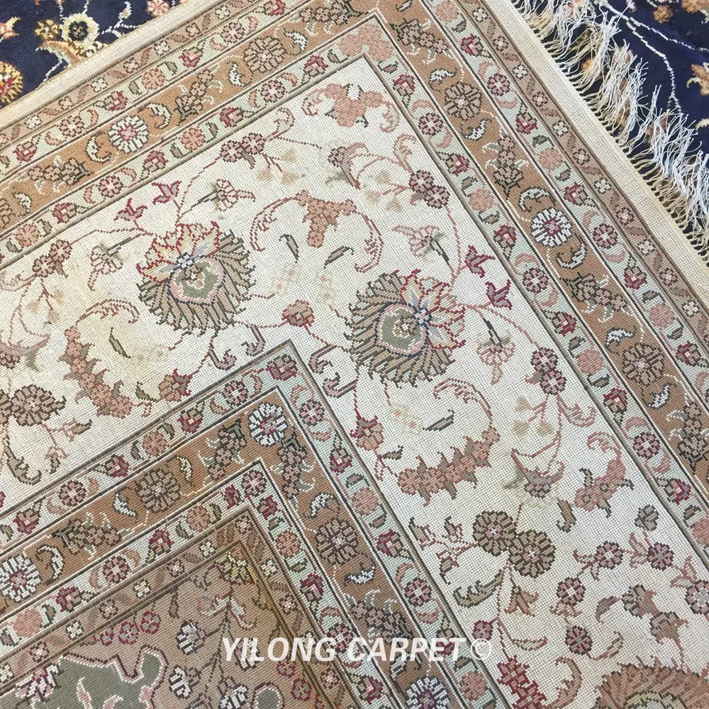 Yilong 12 'x 18' большой персидский ковер для виллы ручной работы Шелковый медальон