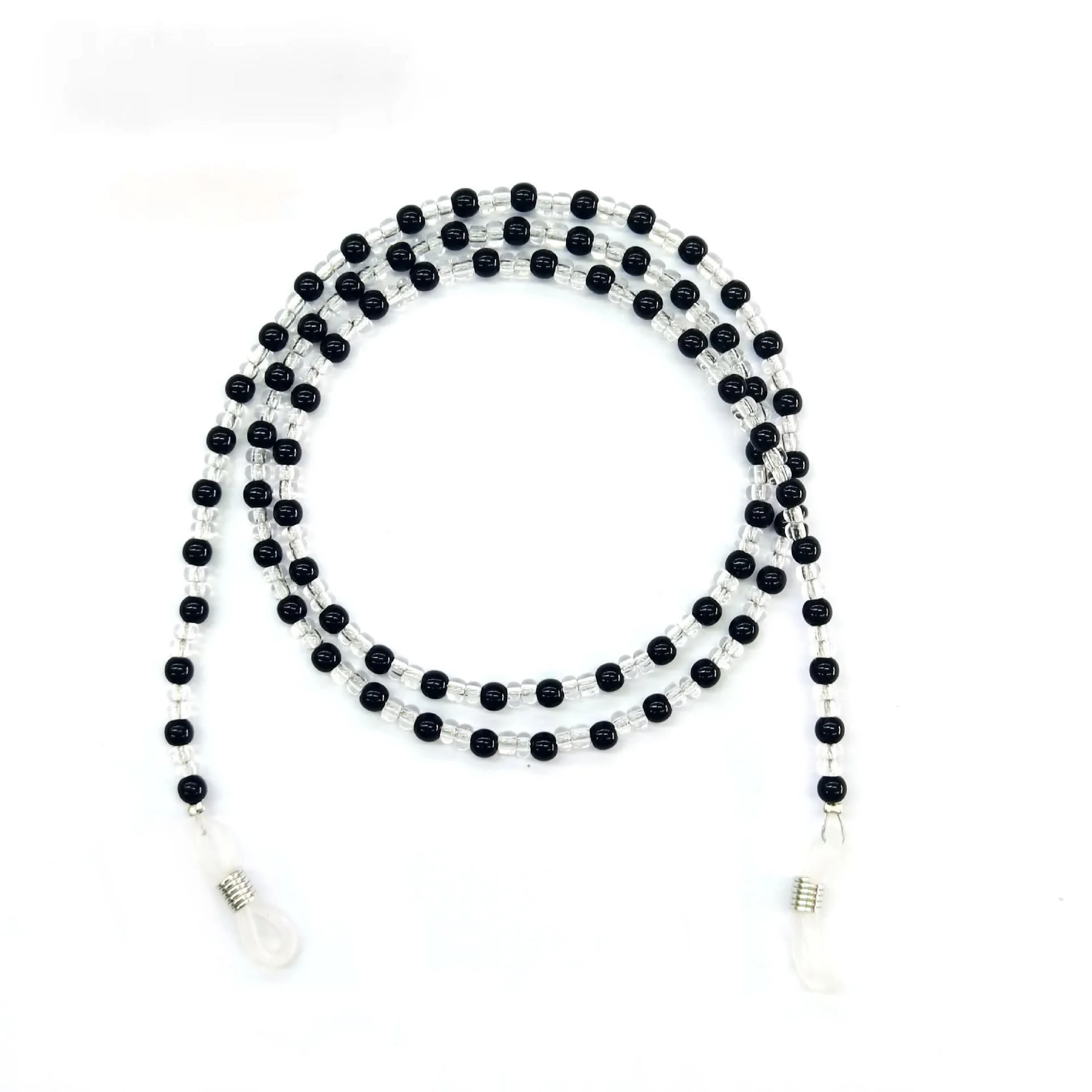 

2021 шикарные простые очки цепь Черный и белый цвета очки с жемчугом цепи маска цепочка-держатель