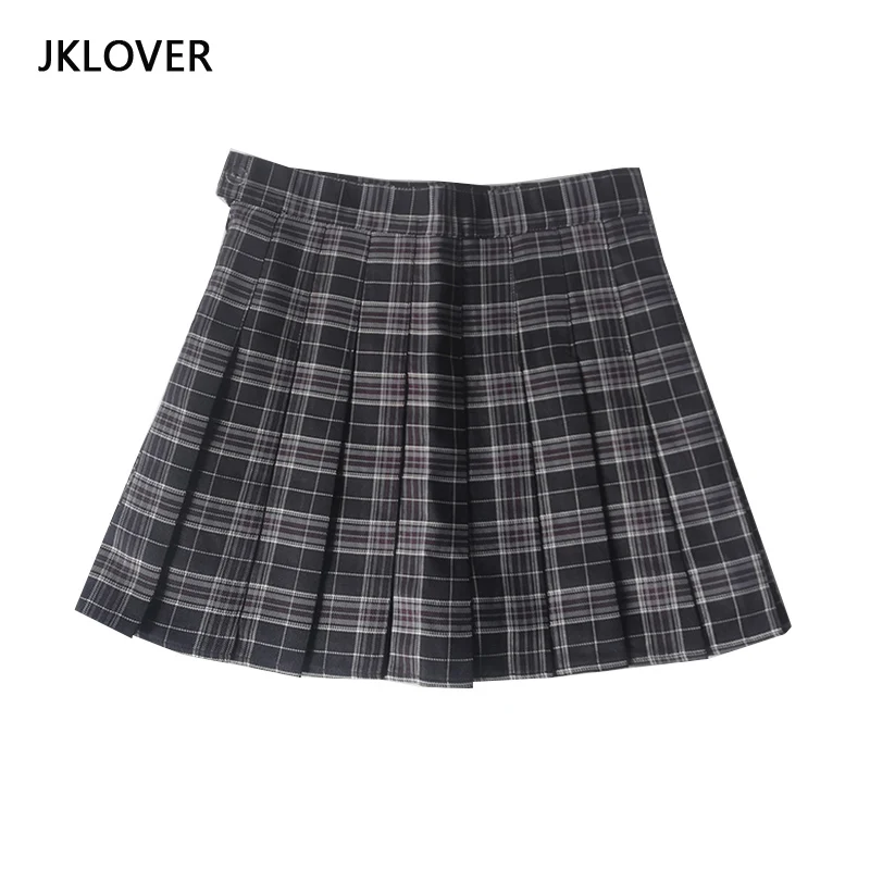 

School Girl jk Skirts 2021 A-Line High Waist Plaid Skirt Uniform white sky blue Gothic Summer Student outfit women clothes