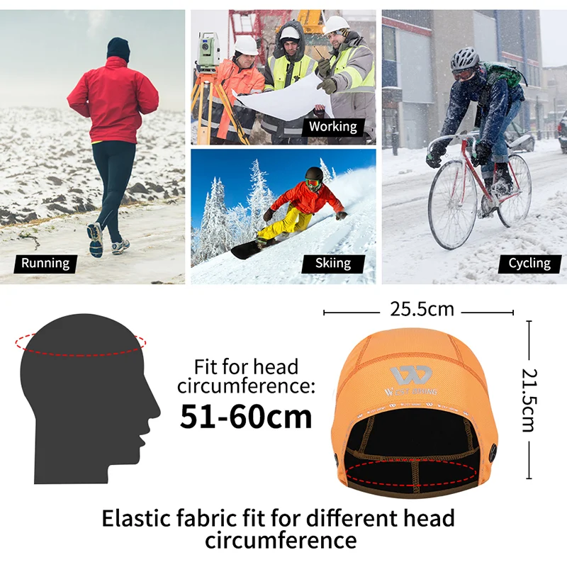 WEST BIKING Winter Skull Cap Helmet Liner Hat for Men Windproof Thermal Cycling Bike Bicycle Running Skiing Sports Headwear | Спорт и