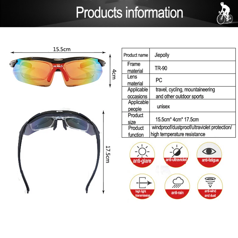 Polarized Sport Men Sunglasses Road Mountain Bike Glasses For Bicycle Goggles Protection Eyewear Set With 5 Lens+Case gafas mtb