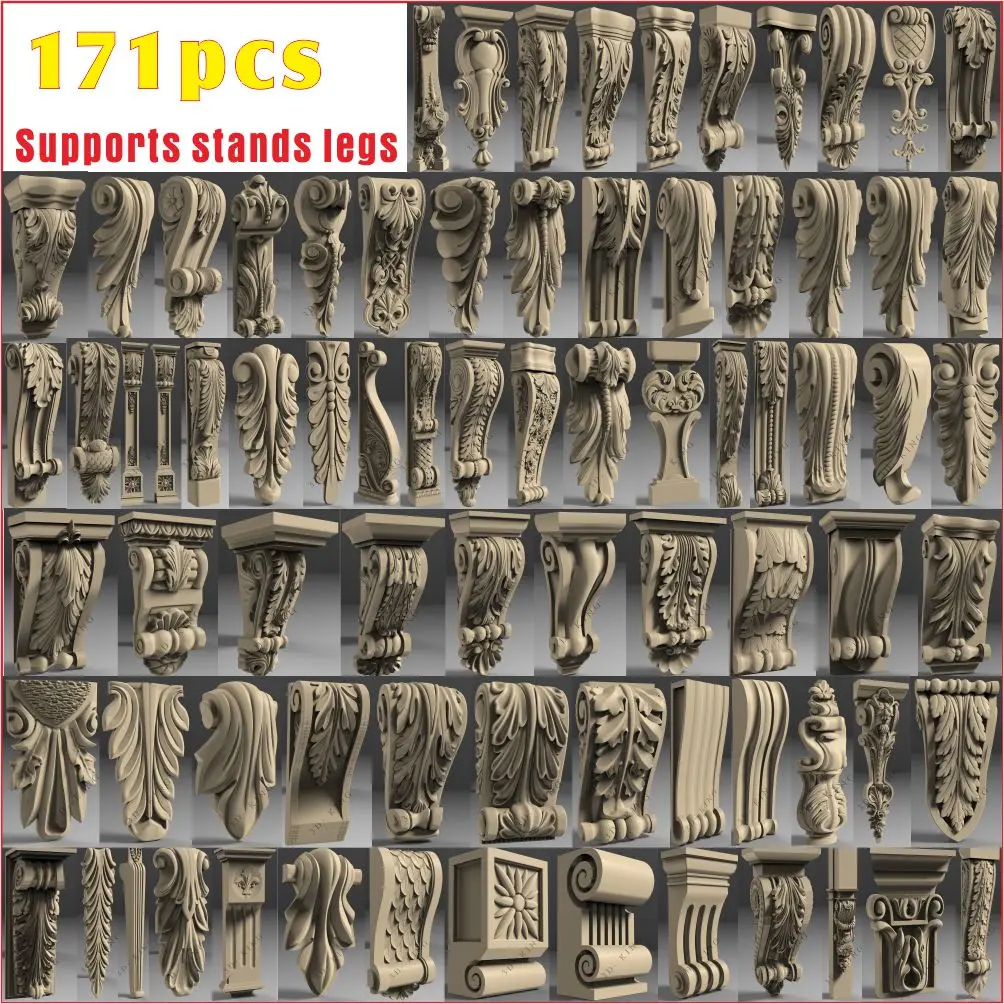 171 шт. 3d модель STL декорация chapiter для ЧПУ 4 оси гравер рельефом фрезерного станка с