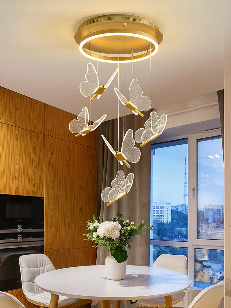 

Postmodern Deluxe Stairs LED Chandelier Nordic Duplex building hall Stairs Hanging Light Restaurant Cafe Home Decoration Light
