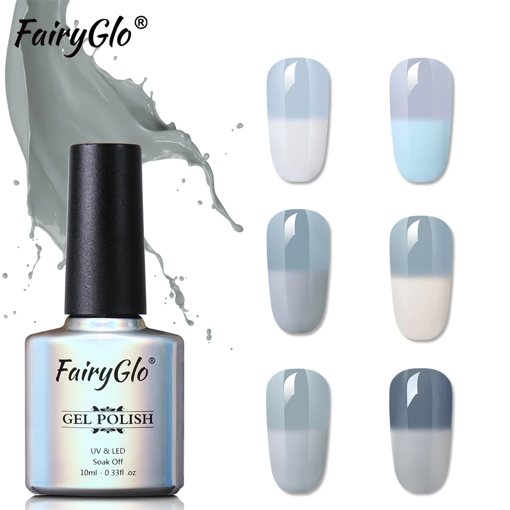 FairyGlo 10 мл серый Термальность УФ Гель лак Температура Цвет изменение для ногтей