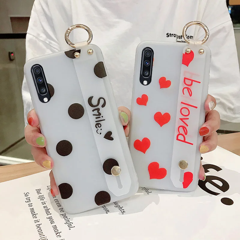 Чехол с ремешком на запястье для Samsung Galaxy Note 10 8 9 plus силиконовый чехол A70 A50 A40 A10 A30 S9