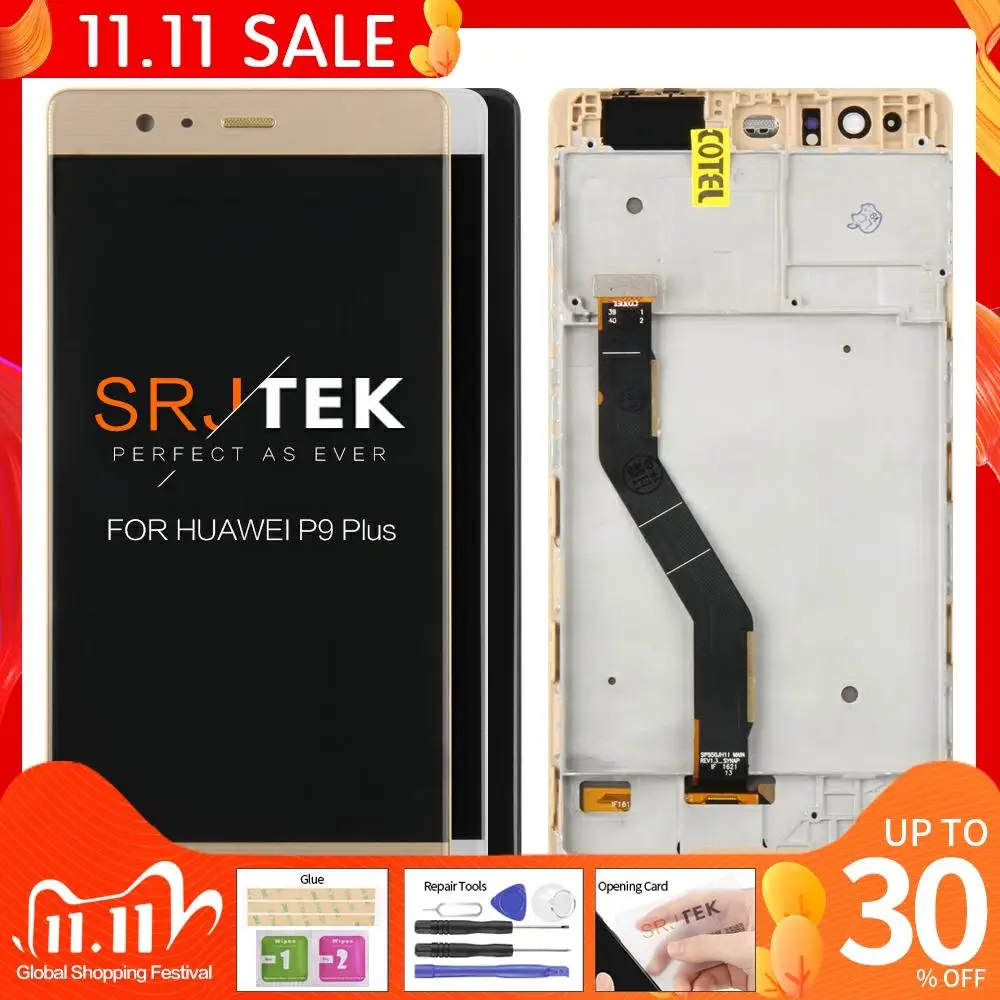 100% протестированный ЖК дисплей для Huawei P9 plus 5 дюймовый сенсорный экран дигитайзер