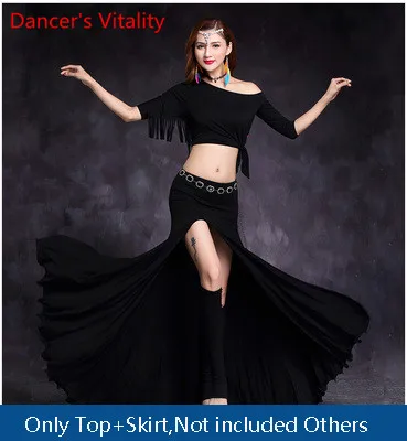 Top Skirt as Photo Танец живота модальный Топ сексуальная Длинная юбка с разрезами восточные Индийские танцы костюм для выступлений Летняя женская тренировочная одежда наряд - Цвет: Top Skirt as Photo