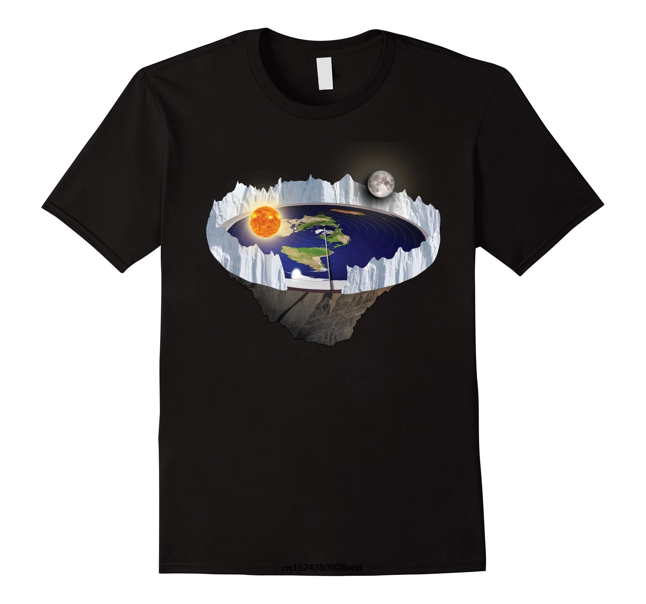 

Funny Men T Shirt Novelty Tshirt Women Flat Earth With Ice Wall Shirt T-Shirt
