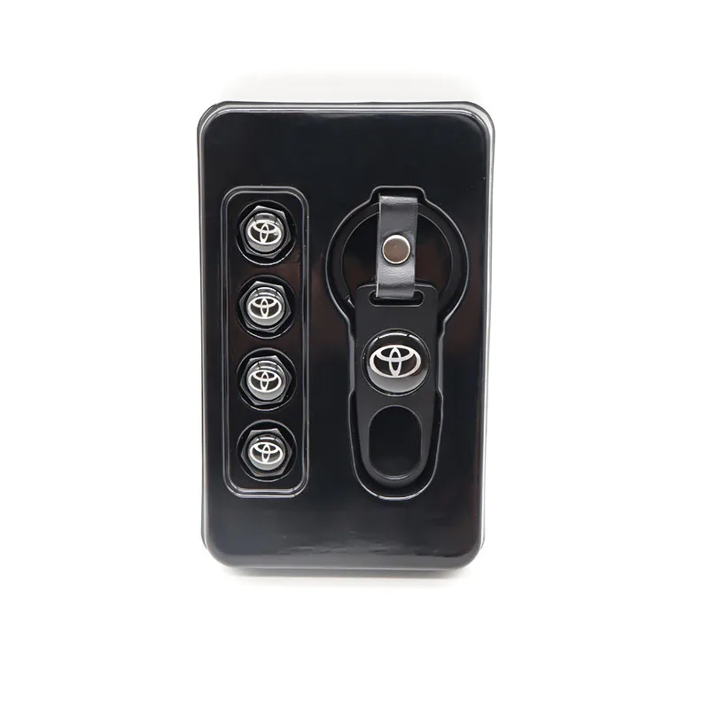 

Car parts 4 car tire valve caps car dust caps and small wrenches can be used as key rings at the same time suitable for Toyota-