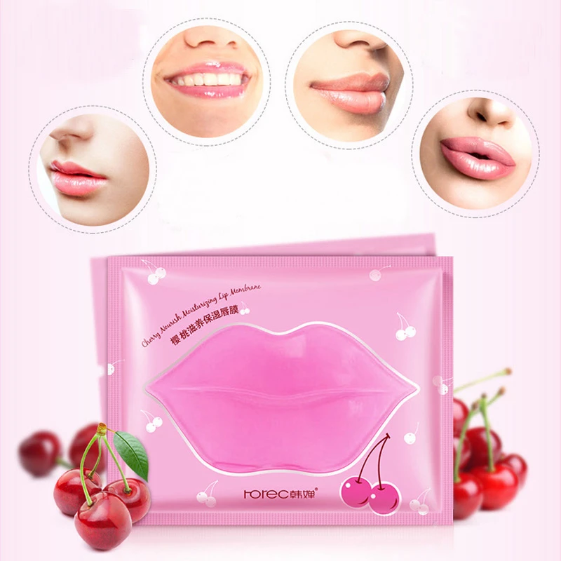 Розовая коллагеновая маска для губ Beauty гелевая мембрана эссенция влаги