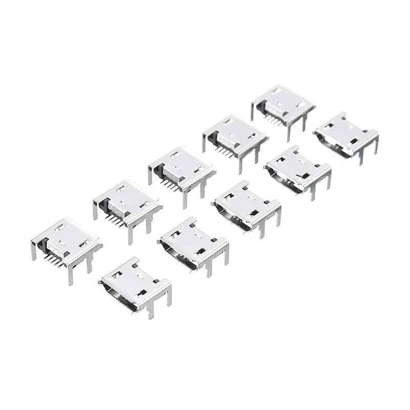 10 шт. разъем Micro USB Type B 5pin гнездовой 4 вертикальные разъемы для пайки мобильный