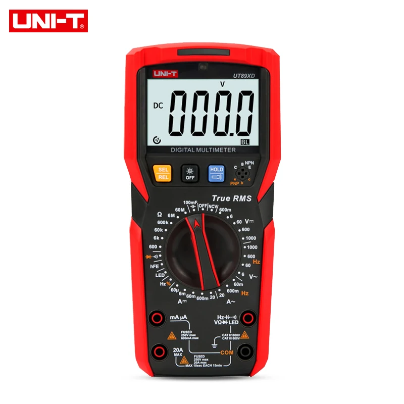 UNI-T UT89X/UT89XD true RMS цифровой мультиметр; 20A Высокоточный цифровой мультиметр, NCV/конденсатор/Триод/температурный тест