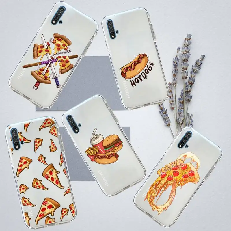 

Pizza hamburger delicious food Phone Case Transparent for Huawei honor P mate 40 20 30 10 50 i 9 x mate pro lite 8a