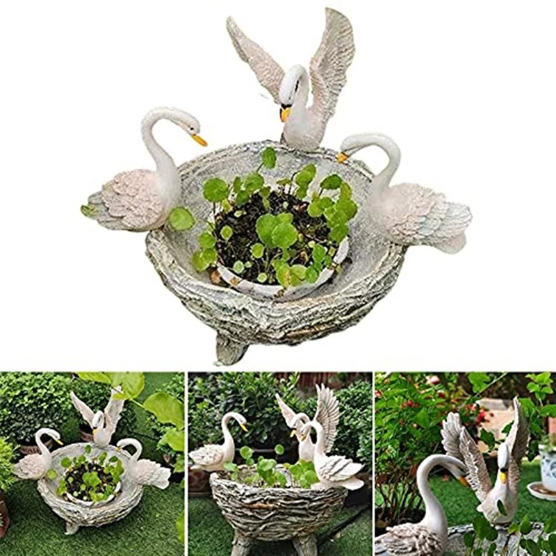 

Resin Swan Ornament Creative Mini Landscape Rockery Furnishings for Outdoor Garden Courtyard Decoration Part