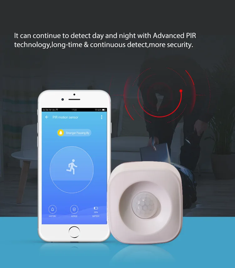 

Mini PIR Motion Sensor, Tuya Smart WiFi Infrared Wireless Security Detector, Security Alarm APP Control Home Motion Sensor