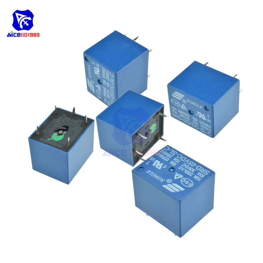 Diymore 5 шт./лот SRD 05VDC SL C 5V DC 10A 250VAC Pins триггерный релейный модуль печатной