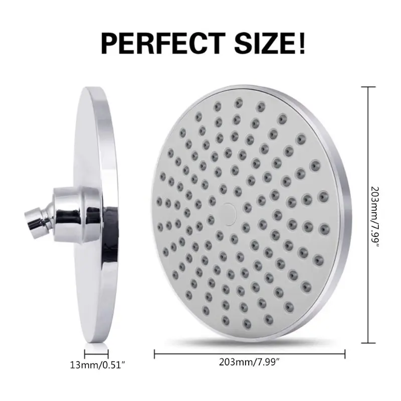 

High Pressure Shower Head 8 Inch Ultra-Thin Design Pressure Boosting Stainless Steel Rainfall Shower Head