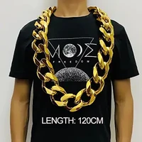 new fake big gold chain hip hop exaggeration necklace plastic props tuhao men festival carnival performance props jewelry access