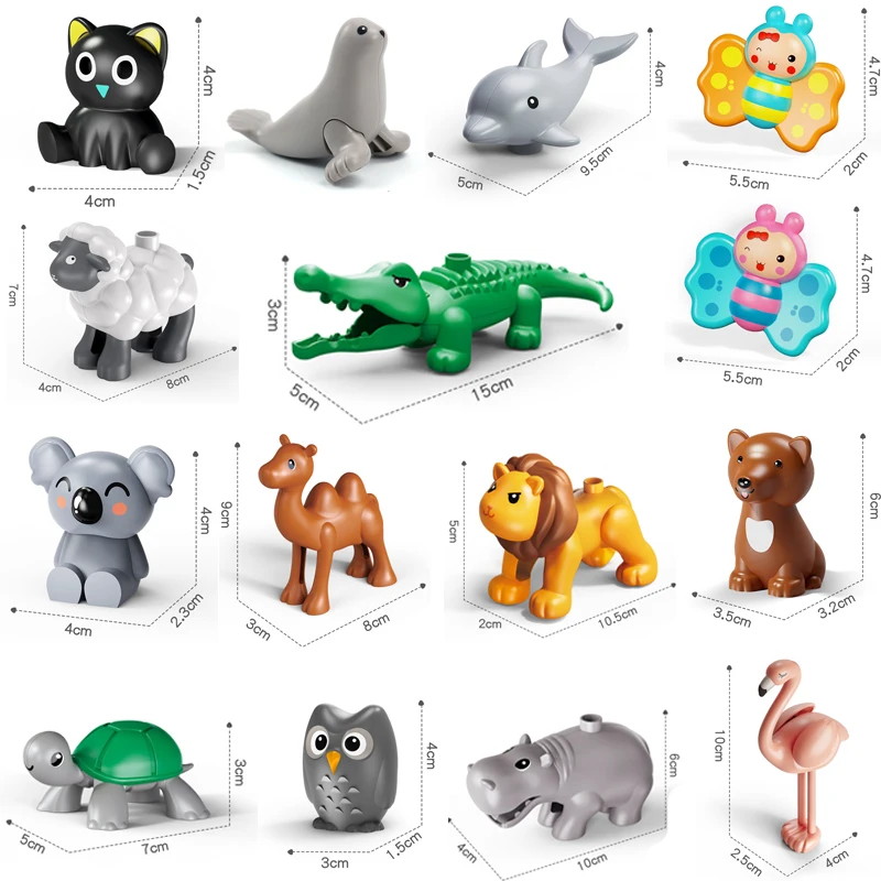 

Big Size Diy Cartoon Building Blocks Animal Accessories Figures Lion Panda Compatible With Big Size Toys For Children Kids Gifts