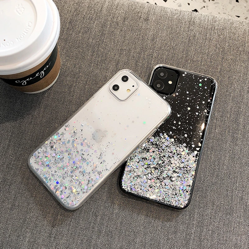 

Simple Glitter Bling Sequins Case For Redmi Note 9s 9c 9A x10 8 8A 7 7A 6 K30 K20 Pro Star Transparent silicone Soft TPU Cover