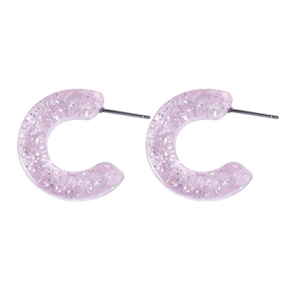 Серьги-кольца SOHOT в стиле бохо женские акриловые круглые серьги с блестками