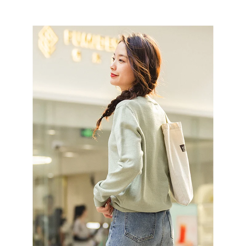 Инман Зима Новое прибытие литературный сплошной цвет круглый воротник