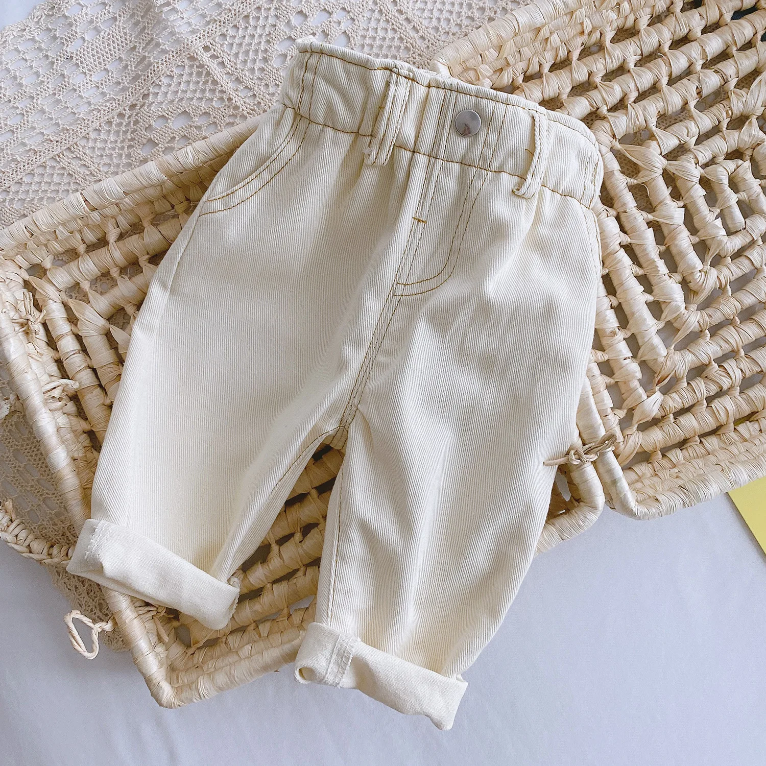 Toddler Baby Boy Girl Spring New Fashion Soft Jeans Trousers Chilren Solid Casual High Waist Pant Kid Comfortable Leggings | Мать и