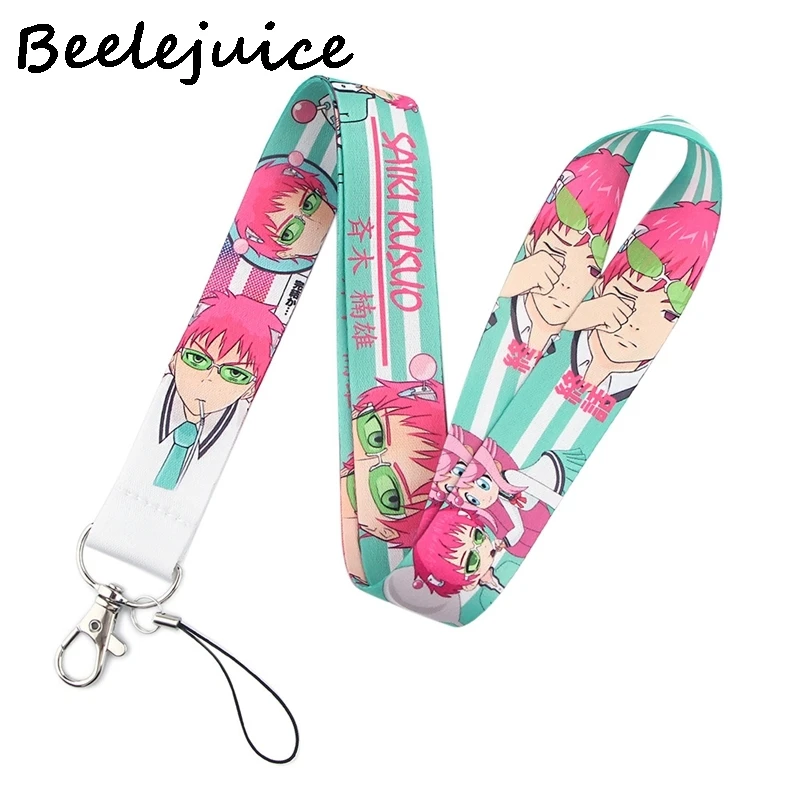 Colhedor para Chaves Correia da Câmera Saiki Kusuo Rosa Telefone Fresco Pescoço Apito id Crachá Webbings Fitas Presentes Decorações 24 Pçs