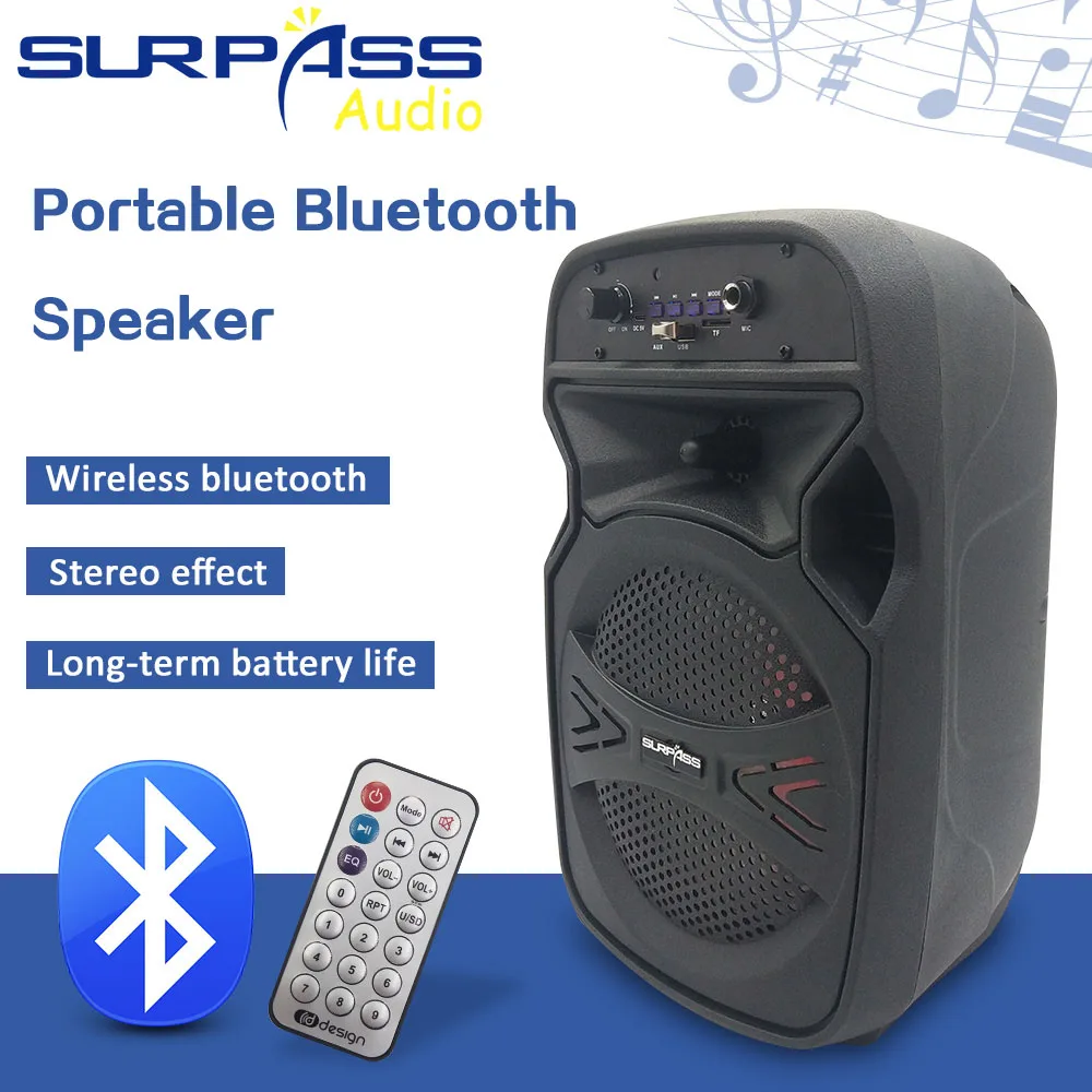 

Portable Bluetooth Speaker Stereo Sound Loudspeaker Muisc Player Outdoor Battery Multifunctional Active Speaker With Remote