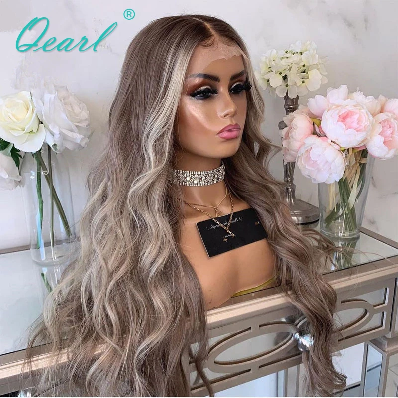 

Light Grey Blonde Highlights Colored Lace Front Wig 13x4/13x6 Loose Wave Human Hair Frontal Wigs Malaysian Remy Hair 150% Qearl