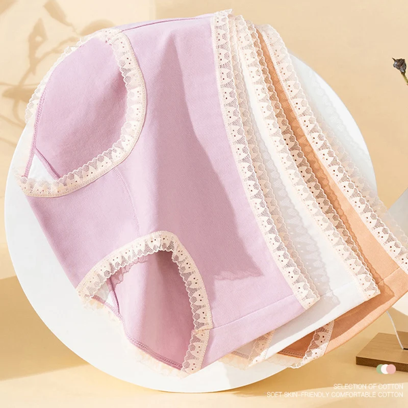 

2Pcs Seamless Women's Panties Elastic Lace Breathable Underwear Female Cotton Comfortable Lady Underpants