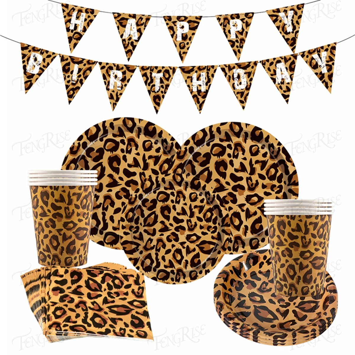 Leopard Jungle Theme Safari Party Decorations Disposable Tableware Set Plates Napkins Cups Wild One Year Happy Birthday Kids Boy |